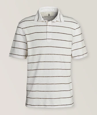 Horizontal Striped Linen-Cotton Polo
