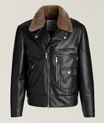 Padded Leather Flight Jacket