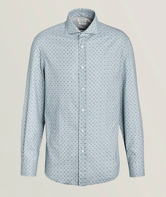 Easy Fit Diamond Print Cotton Sport Shirt