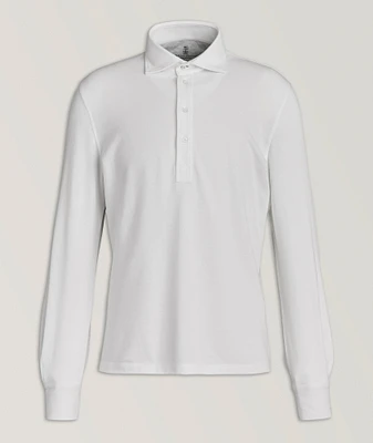 Cotton Piqué Long-Sleeve Polo