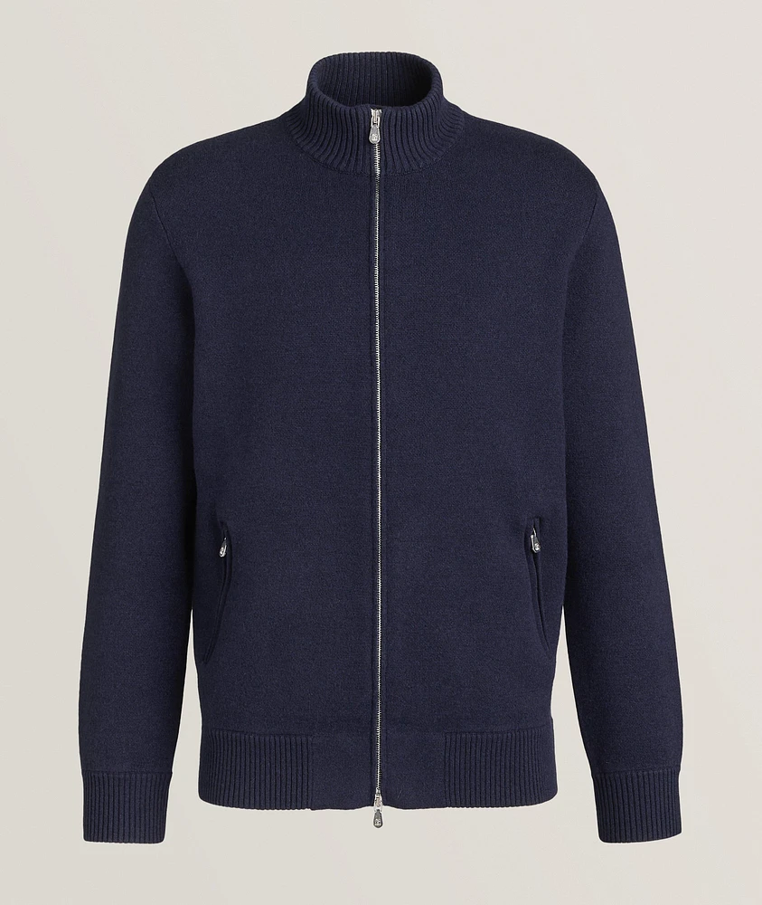 Wool, Cashmere& Silk Blend Knitted Bomber jacket