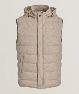 Virgin Wool Down Hooded Vest