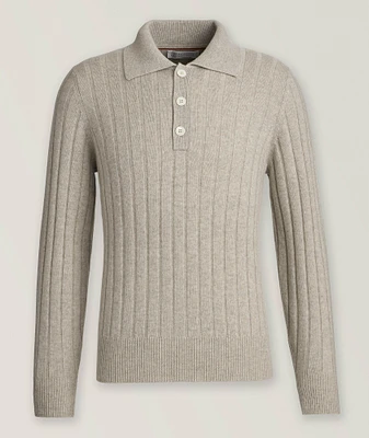 Ribbed Cashmere Polo Sweater