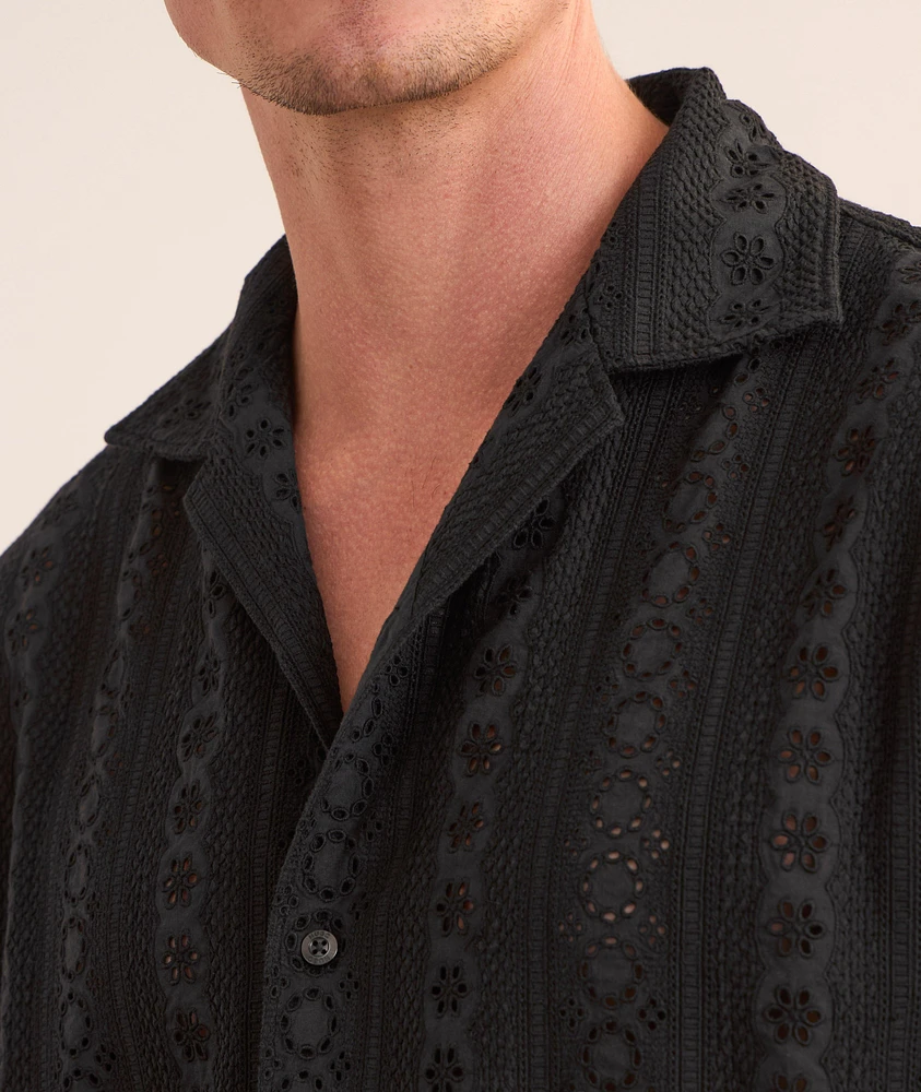 Eyelet Cotton Camp Shirt