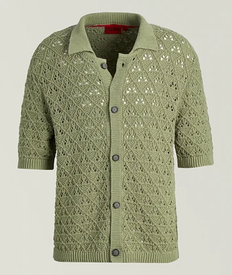 Knit Cotton-Blend Camp Shirt