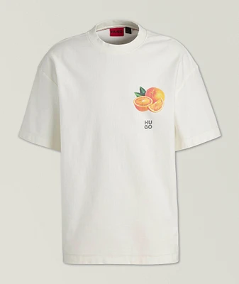 Orange-Print Cotton T-Shirt