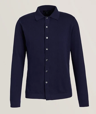 Cotton-Blend Polo Cardigan