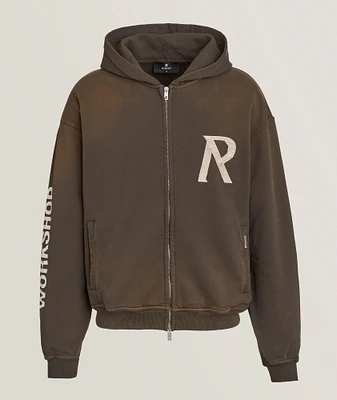 Tape Print Zip Hooded Sweater