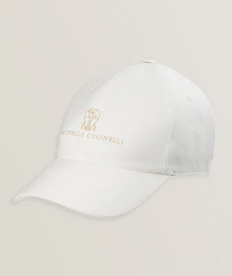 Embroidered Logo Linen Baseball Cap