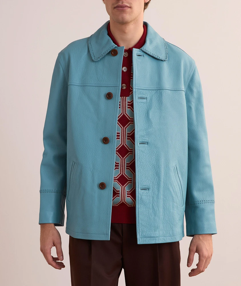 Grained Leather Shacket