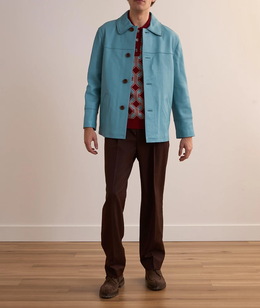 Grained Leather Shacket