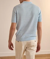 Linen-Cotton Ribbed Knit Polo