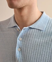 Linen-Cotton Ribbed Knit Polo