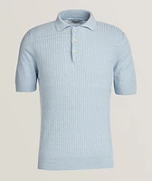 Linen-Cotton Ribbed Knit Polo
