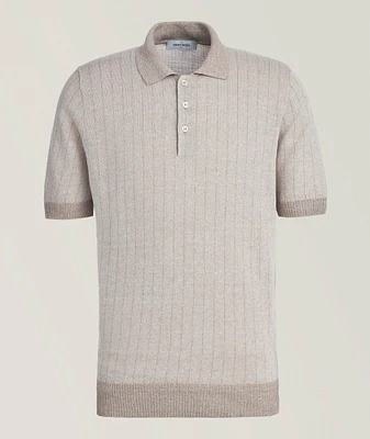 Tonal Striped Linen-Cotton Knit Polo