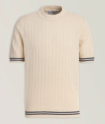 Linen-Cotton Ribbed Cricket Sweater