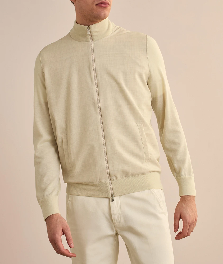 Hybrid Wool Zip-Up Cardigan