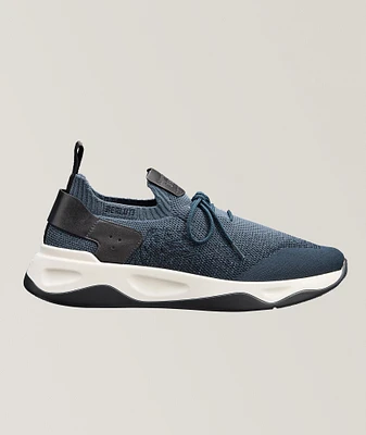 Shadow Scritto Knit & Lagoon Calf Sneakers