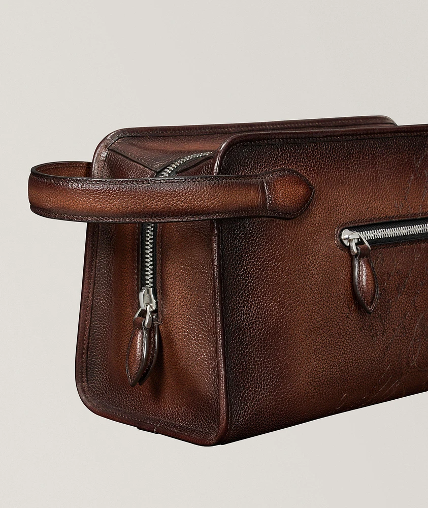 Morning Scritto Leather Toiletry Bag