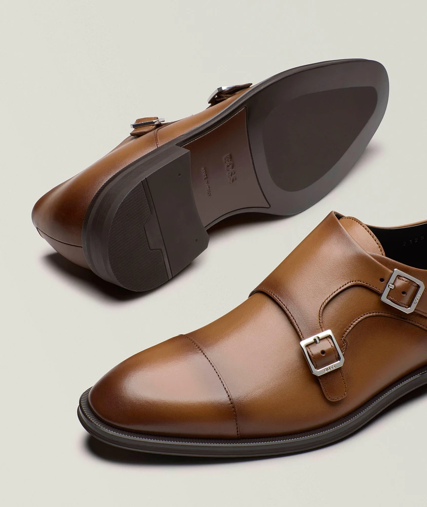 Derrek Leather Monk Strap Dress Shoes