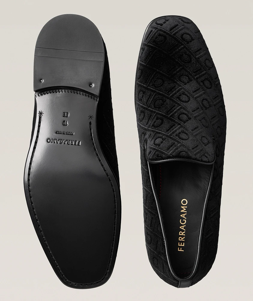 Velvet Gancio Monogram Loafers