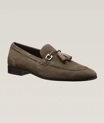 Basilea Gancio Suede-Leather Tassel Loafers