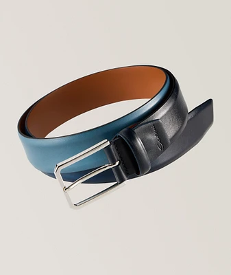 Square Buckle Burnished Leather Belt