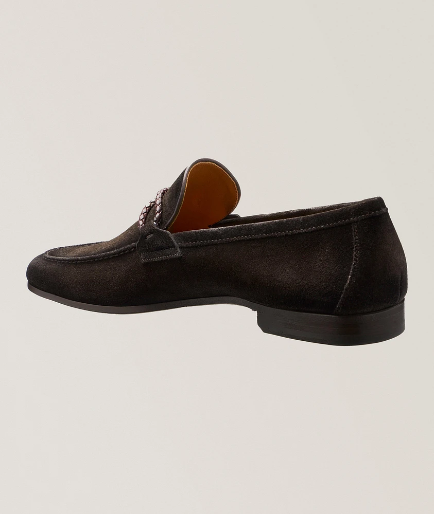 Silvano Woven Asymmetric Loop Suede Loafers