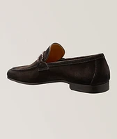 Silvano Woven Asymmetric Loop Suede Loafers