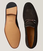 Silvano Woven Asymmetric Loop Suede Loafers