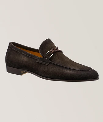 Silvano Woven Asymmetric Loop Suede Loafers