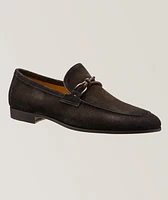 Silvano Woven Asymmetric Loop Suede Loafers