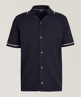 Contrast-Trim Cotton Knit Shirt