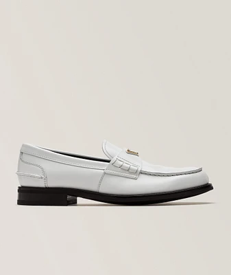 Brushed Leather Triangle Logo Loafers