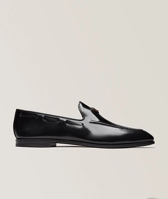 Logo Spazzolato Leather Loafers