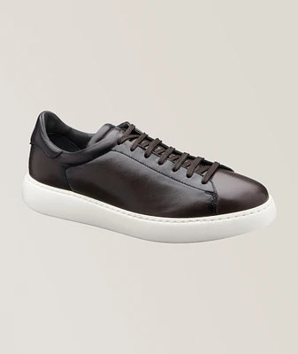 Buddy Burnished Leather Wedge Sneakers