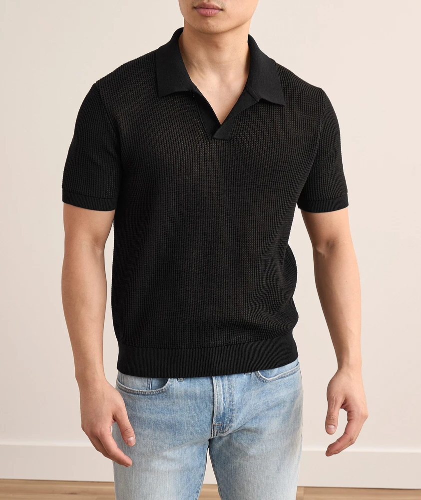 Open Weave Cuban Collar Polo
