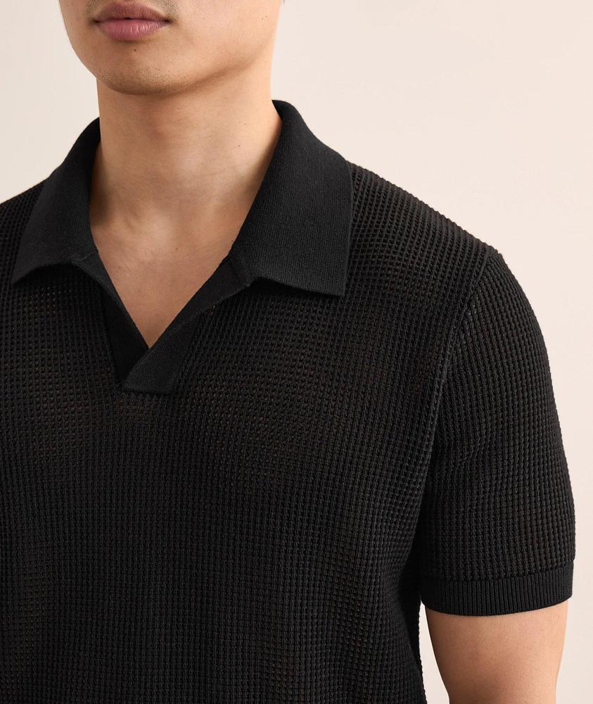 Open Weave Cuban Collar Polo