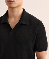 Open Weave Cuban Collar Polo
