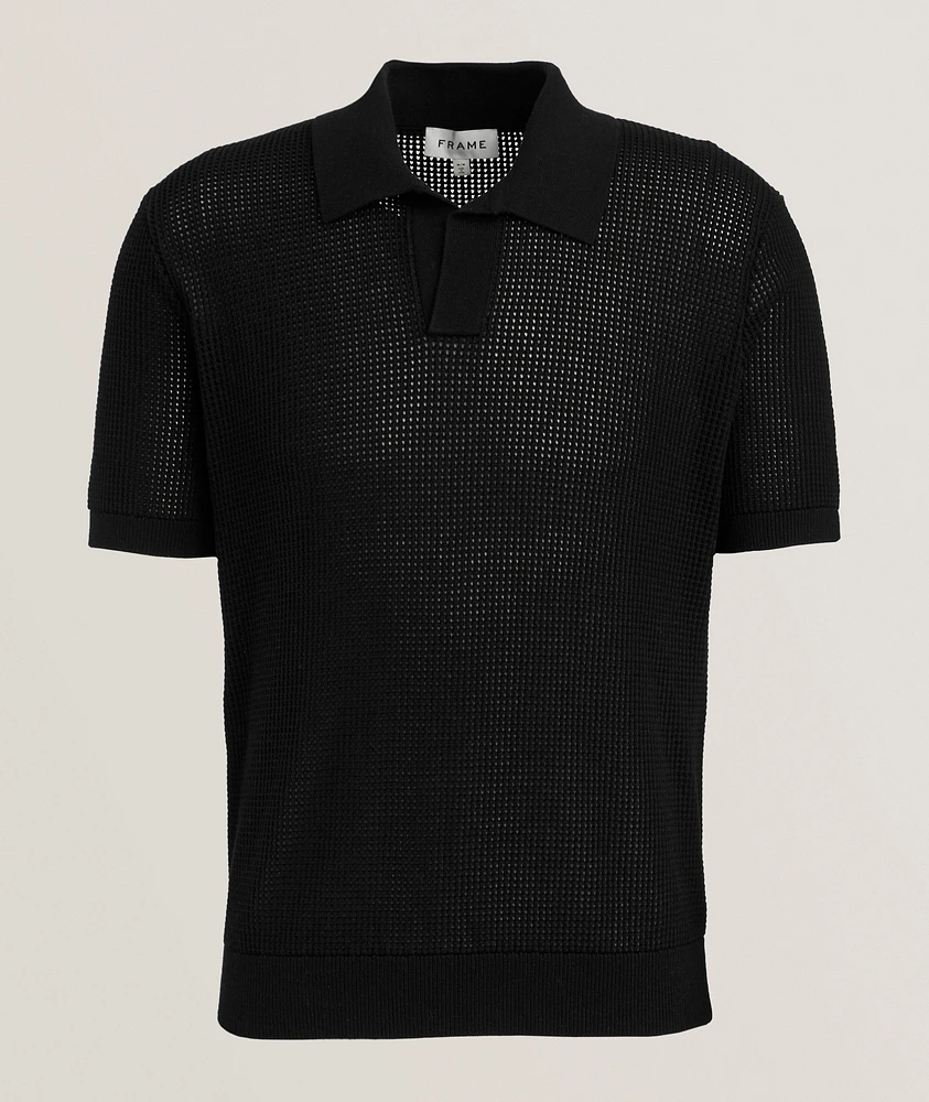 Open Weave Cuban Collar Polo
