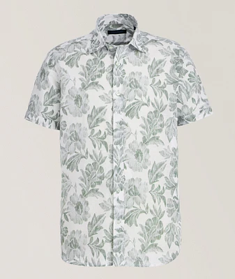 Botanical Print Cotton-Linen Shirt