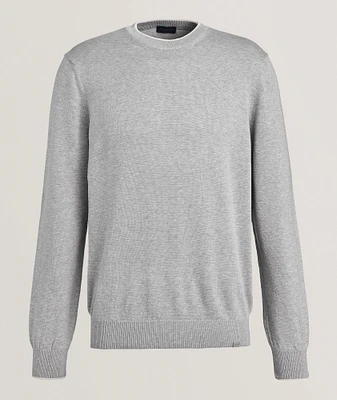 Tipped Silk-Cotton Crewneck Sweater
