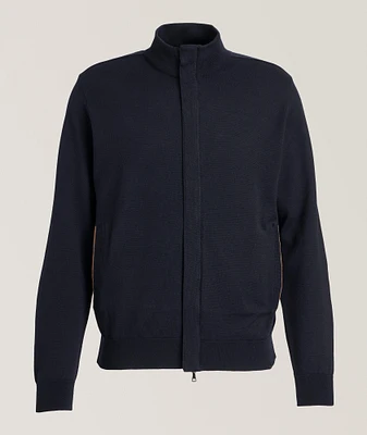 Hybrid Full-Zip Piping Sweater