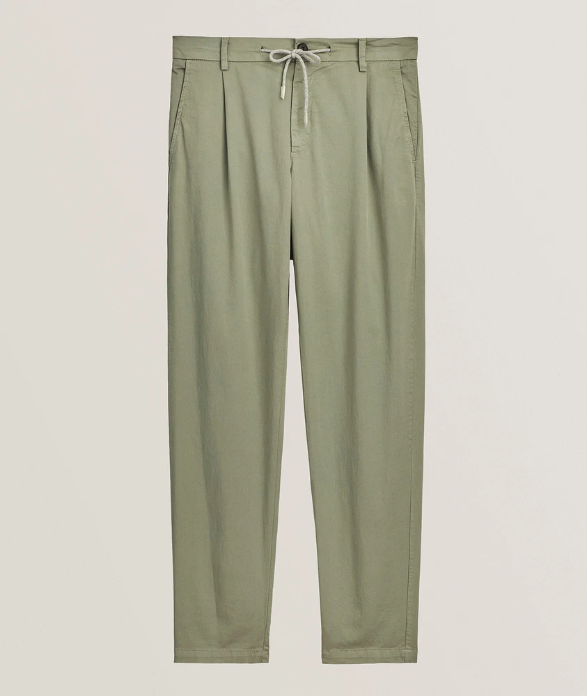 Stretch-Cotton Tapered Pants