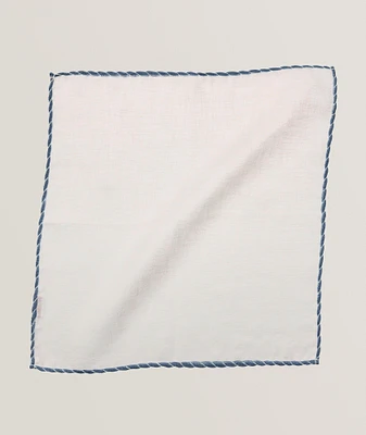 Striped Piping Linen Pocket Square