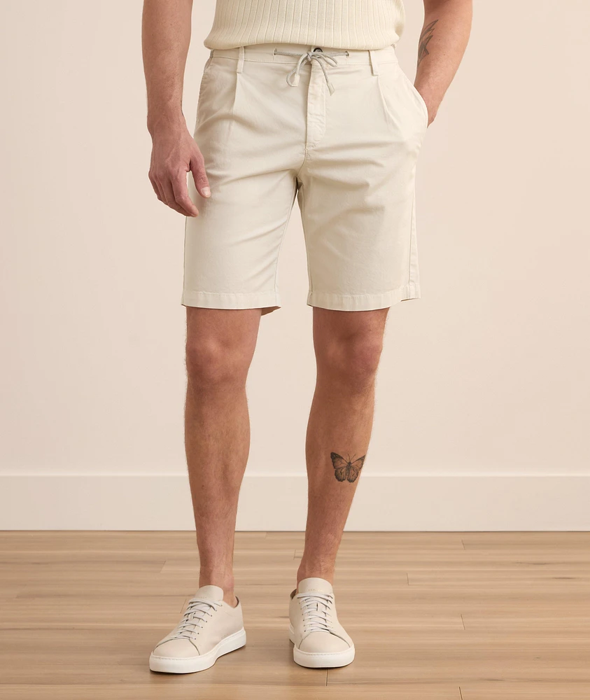Drawstring Stretch-Cotton Chino Shorts