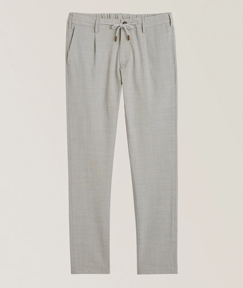 Stretch-Wool Tailored Drawstring Pants
