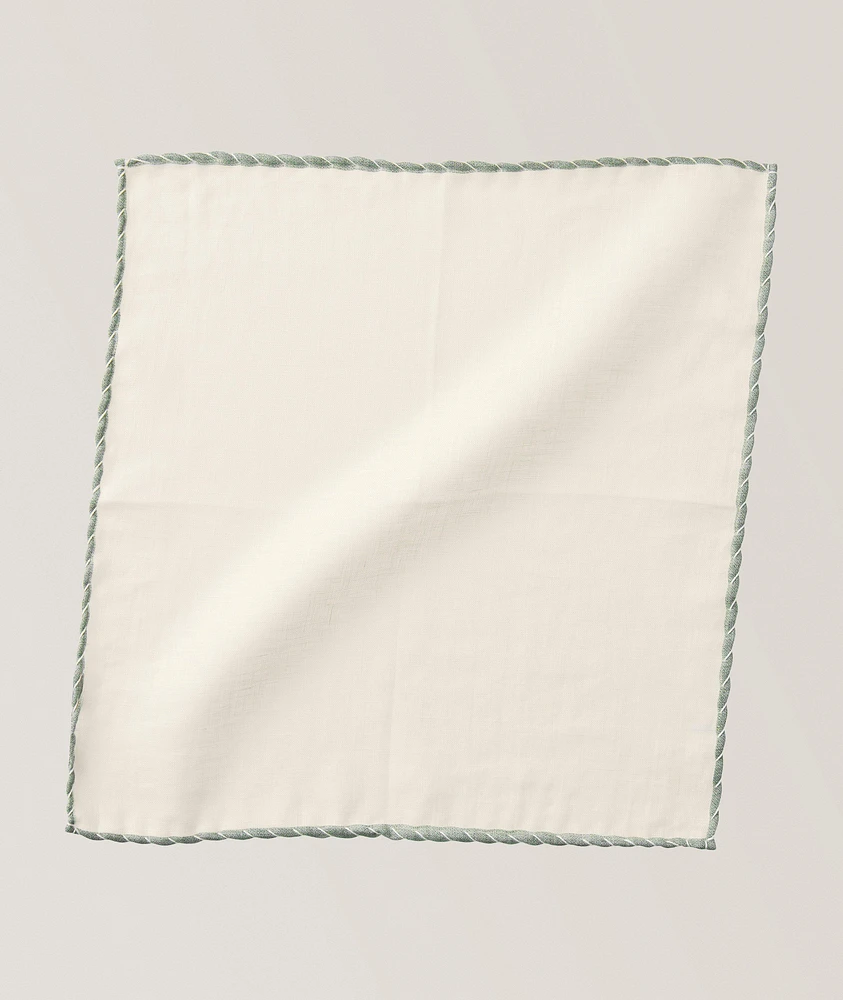 Piped Linen Pocket Square