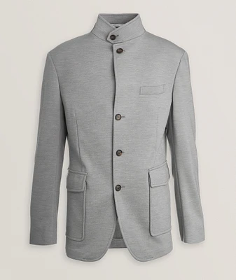 Stand Collar Wool-Blend Jacket