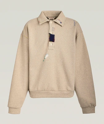 Embroidered Cotton-Blend Polo Sweatshirt
